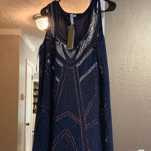 Francesca Size L Dark NavyBlue GlitterSequin Dress